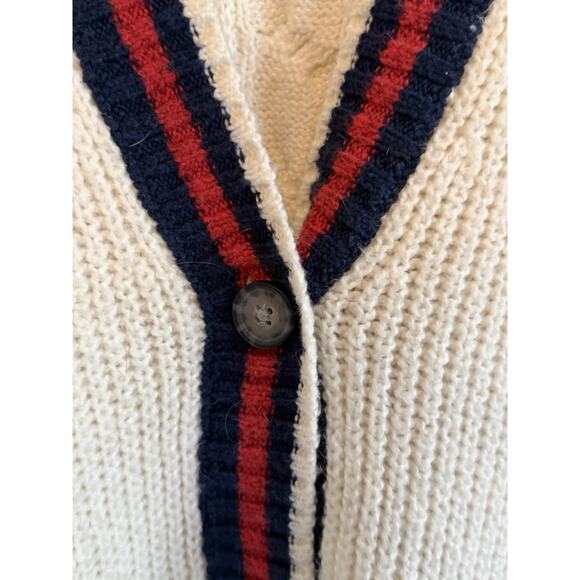 American Eagle Cardigan Sweater Womens XL Preppy Varsity Cable Knit Academia - Picture 5 of 10
